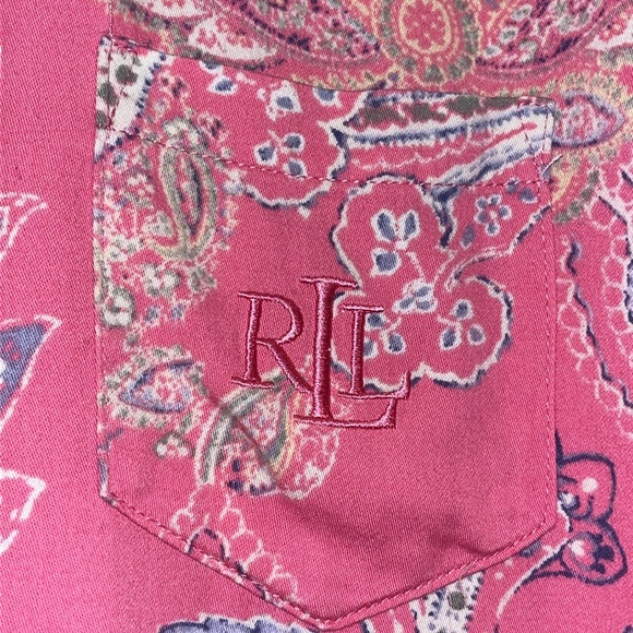 Lauren Ralph Lauren Women’s Pink Paisley Cotton Blend Sleep Shirt Size Large - Picture 4 of 9